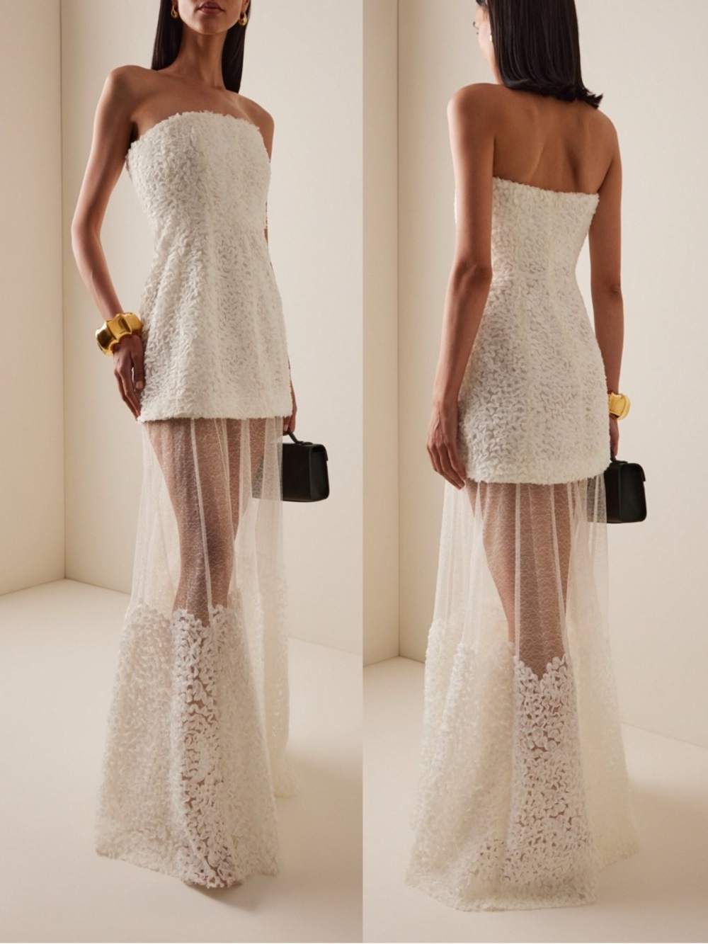 SIMKHAI Marella Strapless Bustier Sheer Dress Ivory White NEW with tags